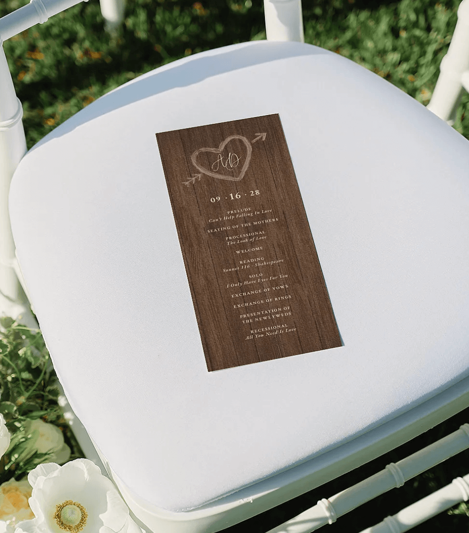 rustic program wedding stationary